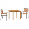 Zestaw do jadalni w ogrodzie 3 pcs Szary Lite Drewno Akacji