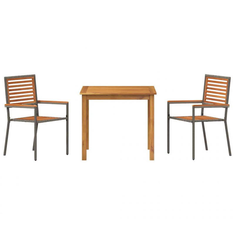 Zestaw do jadalni w ogrodzie 3 pcs Szary Lite Drewno Akacji