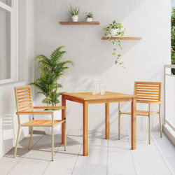 Zestaw do jadalni w ogrodzie 3 pcs Beżowy Lite Drewno Akacji