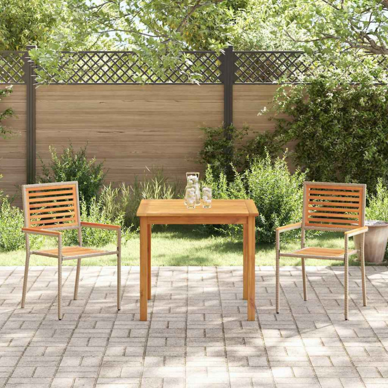 Zestaw do jadalni w ogrodzie 3 pcs Beżowy Lite Drewno Akacji