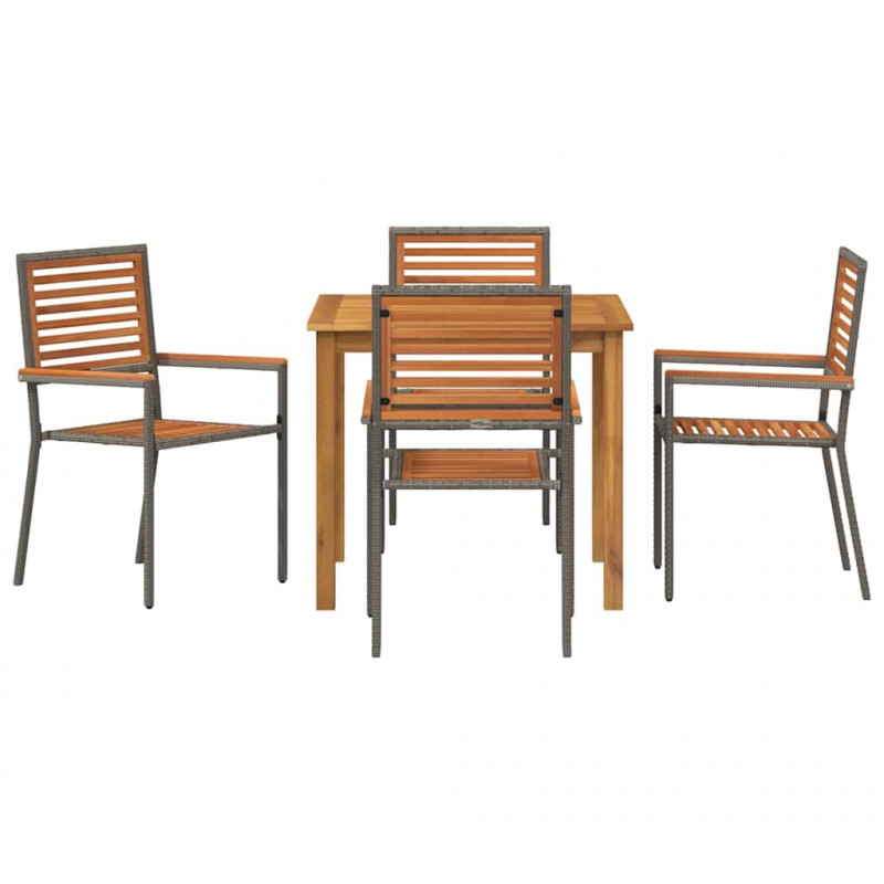 Zestaw do jadalni w ogrodzie 5 pcs Szary Lite Drewno Akacji