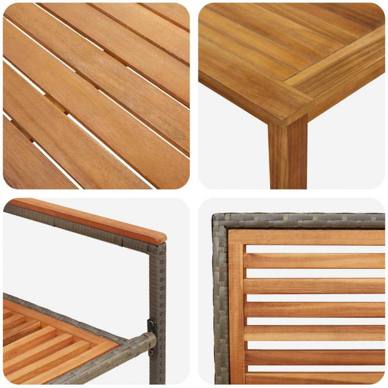 Zestaw do jadalni w ogrodzie 5 pcs Szary Lite Drewno Akacji