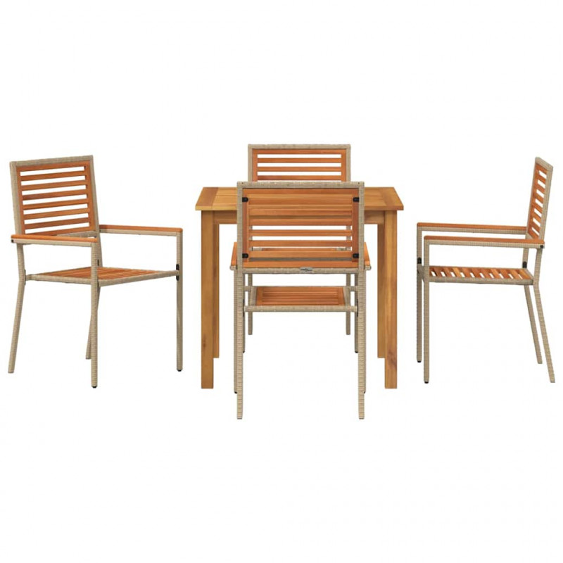 Zestaw do jadalni w ogrodzie 5 pcs Beżowy Lite Drewno Akacji