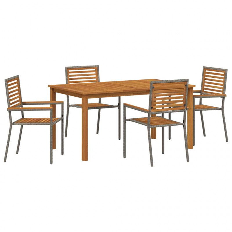 Zestaw do jadalni w ogrodzie 5 pcs Szary Lite Drewno Akacji