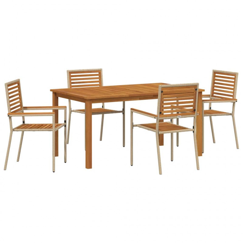 Zestaw do jadalni w ogrodzie 5 pcs Beżowy Lite Drewno Akacji