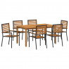 Zestaw do jadalni w ogrodzie 7 pcs Czarny Lite Drewno Akacji
