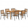 Zestaw do jadalni w ogrodzie 7 pcs Czarny Lite Drewno Akacji