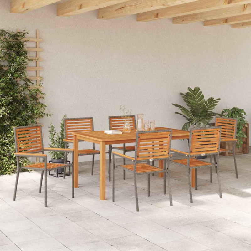 Zestaw do jadalni w ogrodzie 7 pcs Szary Lite Drewno Akacji