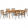 Zestaw do jadalni w ogrodzie 7 pcs Czarny Lite Drewno Akacji