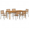Zestaw do jadalni w ogrodzie 7 pcs Szary Lite Drewno Akacji