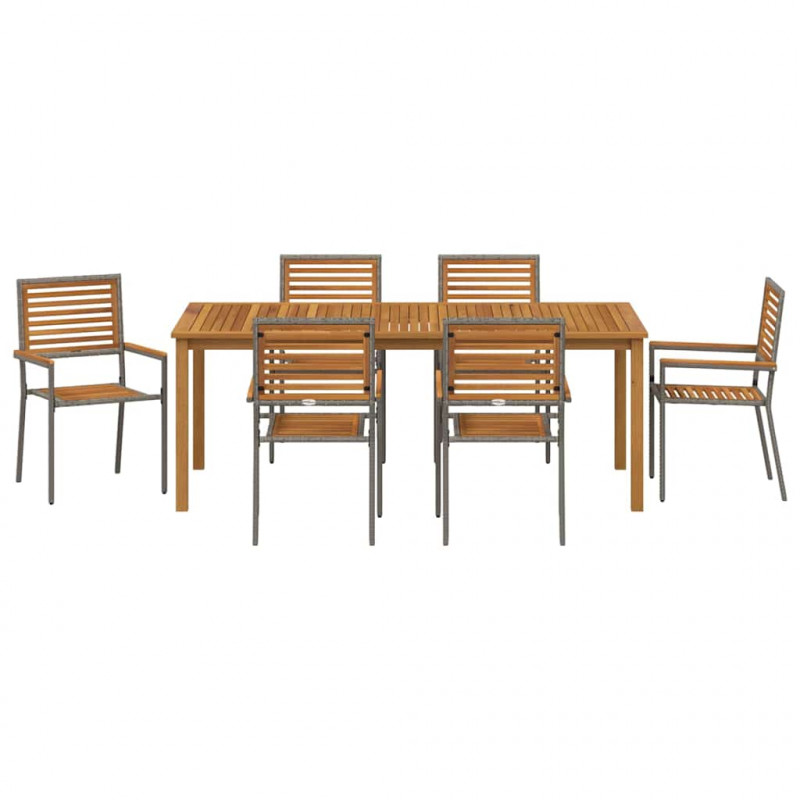 Zestaw do jadalni w ogrodzie 7 pcs Szary Lite Drewno Akacji