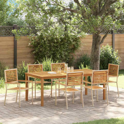 Zestaw do jadalni w ogrodzie 7 pcs Beżowy Lite Drewno Akacji