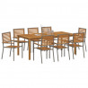 Zestaw do jadalni w ogrodzie 9 pcs Szary Lite Drewno Akacji