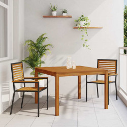 Zestaw do jadalni w ogrodzie 3 pcs Czarny Lite Drewno Akacji