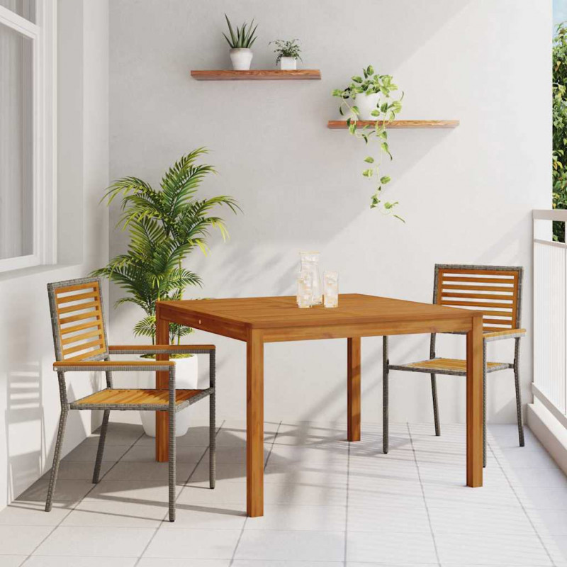 Zestaw do jadalni w ogrodzie 3 pcs Szary Lite Drewno Akacji