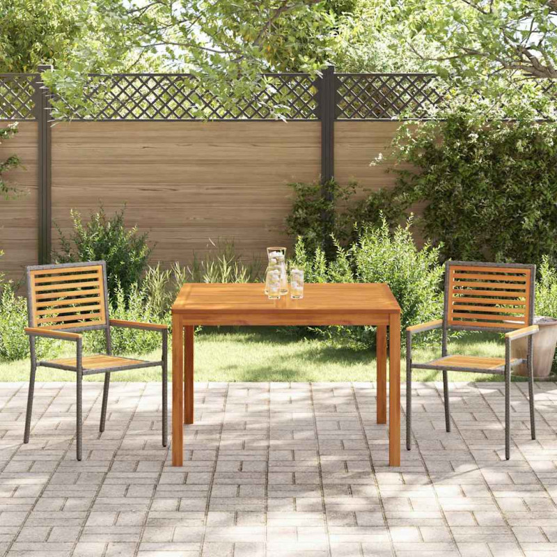 Zestaw do jadalni w ogrodzie 3 pcs Szary Lite Drewno Akacji