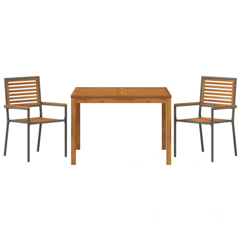 Zestaw do jadalni w ogrodzie 3 pcs Szary Lite Drewno Akacji