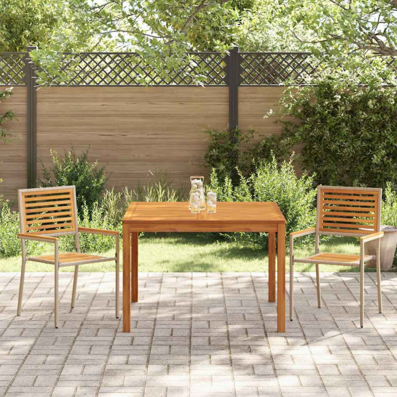 Zestaw do jadalni w ogrodzie 3 pcs Beżowy Lite Drewno Akacji