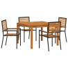 Zestaw do jadalni w ogrodzie 5 pcs Czarny Lite Drewno Akacji