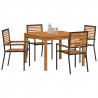 Zestaw do jadalni w ogrodzie 5 pcs Czarny Lite Drewno Akacji