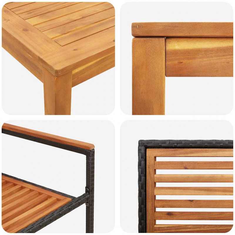 Zestaw do jadalni w ogrodzie 5 pcs Czarny Lite Drewno Akacji