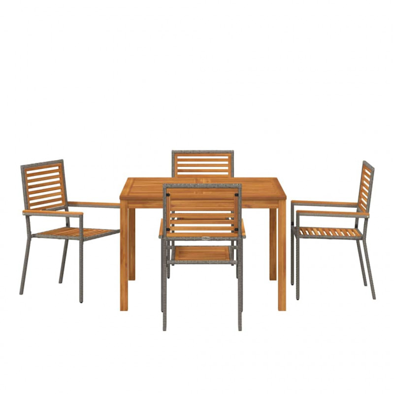 Zestaw do jadalni w ogrodzie 5 pcs Szary Lite Drewno Akacji