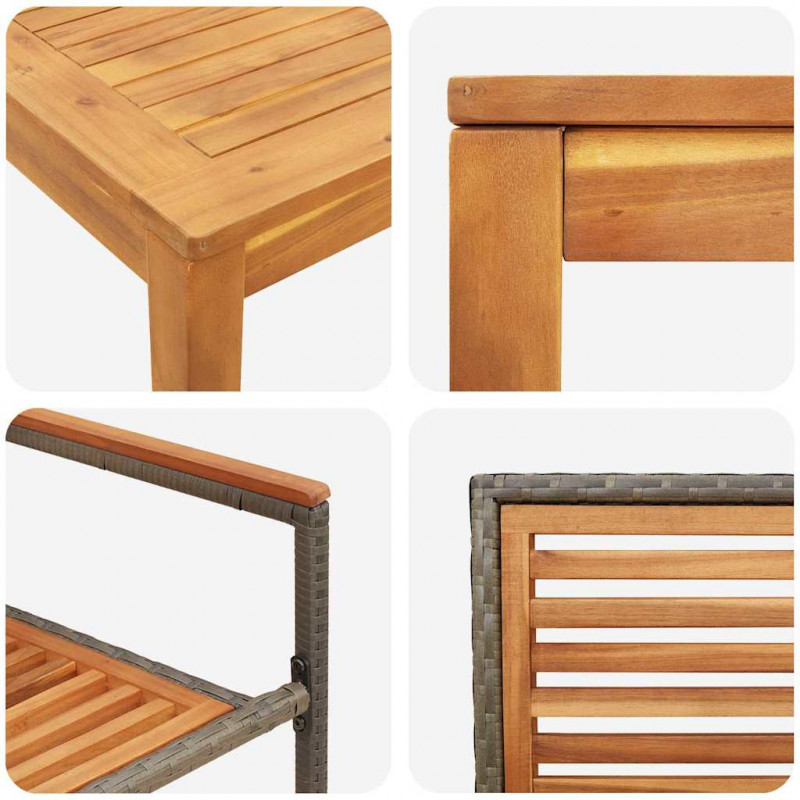 Zestaw do jadalni w ogrodzie 5 pcs Szary Lite Drewno Akacji
