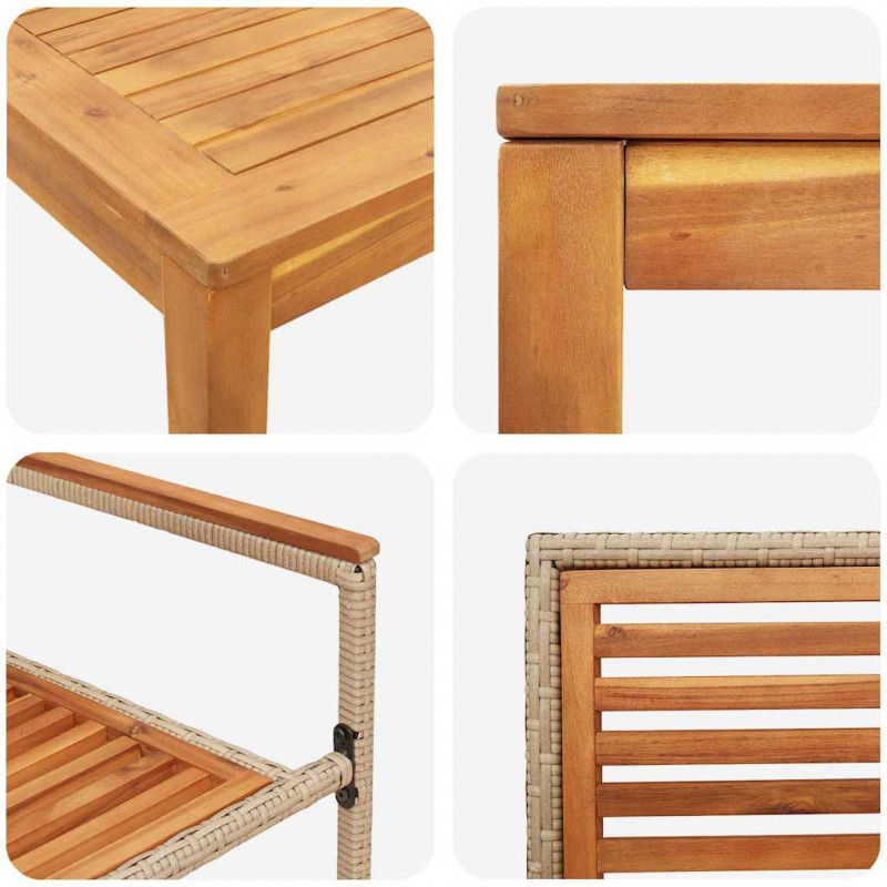 Zestaw do jadalni w ogrodzie 5 pcs Beżowy Lite Drewno Akacji
