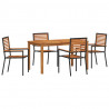 Zestaw do jadalni w ogrodzie 5 pcs Czarny Lite Drewno Akacji