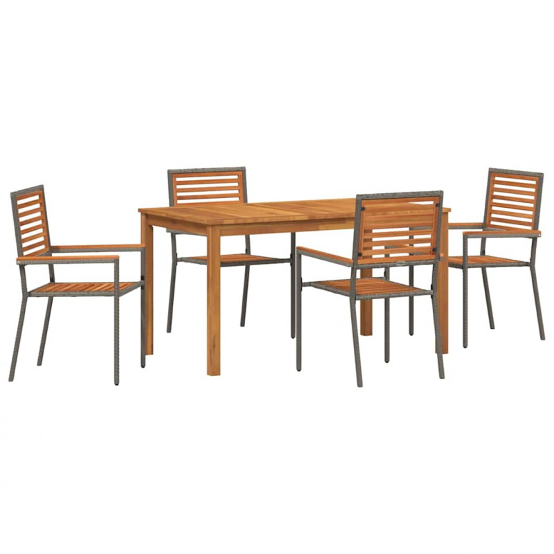 Zestaw do jadalni w ogrodzie 5 pcs Szary Lite Drewno Akacji