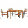 Zestaw do jadalni w ogrodzie 5 pcs Szary Lite Drewno Akacji