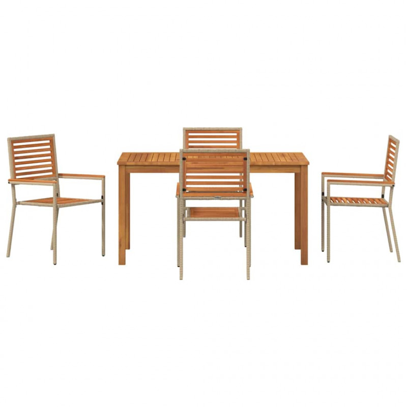Zestaw do jadalni w ogrodzie 5 pcs Beżowy Lite Drewno Akacji
