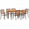 Zestaw do jadalni w ogrodzie 7 pcs Czarny Lite Drewno Akacji