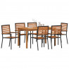 Zestaw do jadalni w ogrodzie 7 pcs Czarny Lite Drewno Akacji