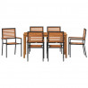 Zestaw do jadalni w ogrodzie 7 pcs Czarny Lite Drewno Akacji