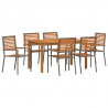 Zestaw do jadalni w ogrodzie 7 pcs Szary Lite Drewno Akacji