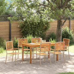 Zestaw do jadalni w ogrodzie 7 pcs Beżowy Lite Drewno Akacji