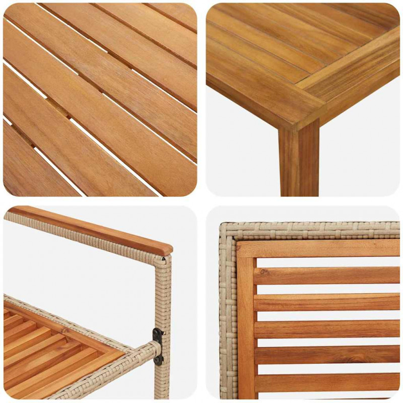 Zestaw do jadalni w ogrodzie 7 pcs Beżowy Lite Drewno Akacji