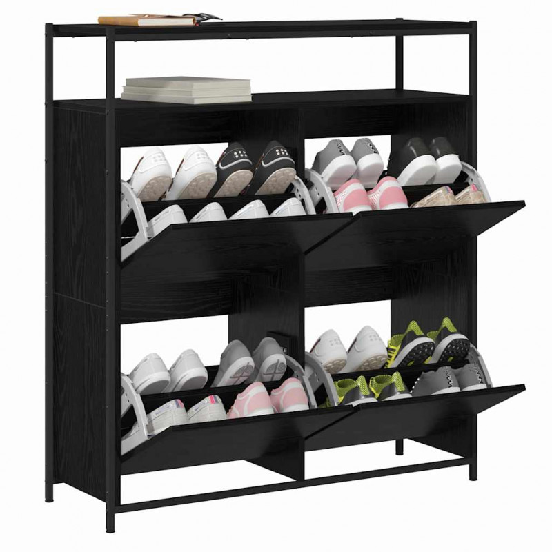 Szafka na buty z półką z drzwiami Czarny Dąb 100 x 34 x 112 cm