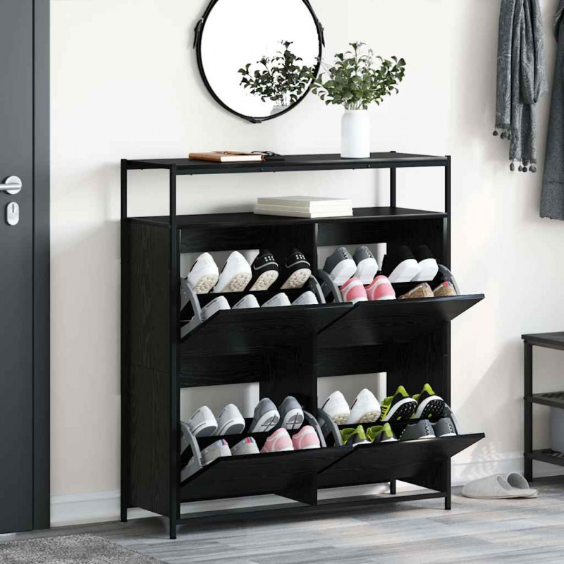 Szafka na buty z półką z drzwiami Czarny Dąb 100 x 34 x 112 cm