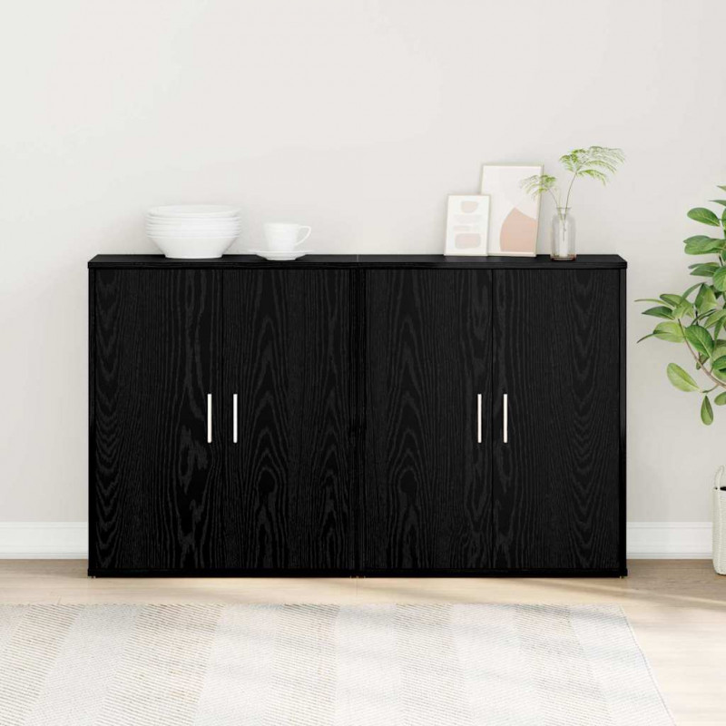 Bufet 2 pcs Czarny Dąb 60 x 31 x 70 cm Materiał drewnopochodny