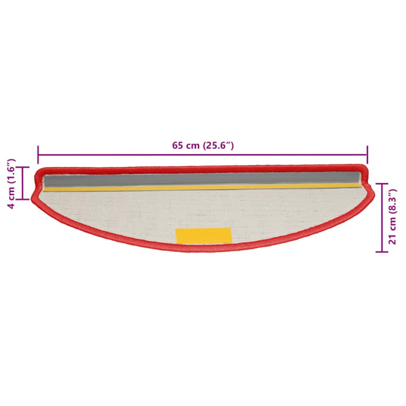 Maty na schody 30 szt. 65x21x4 cm Czerwone półokrągłe duże