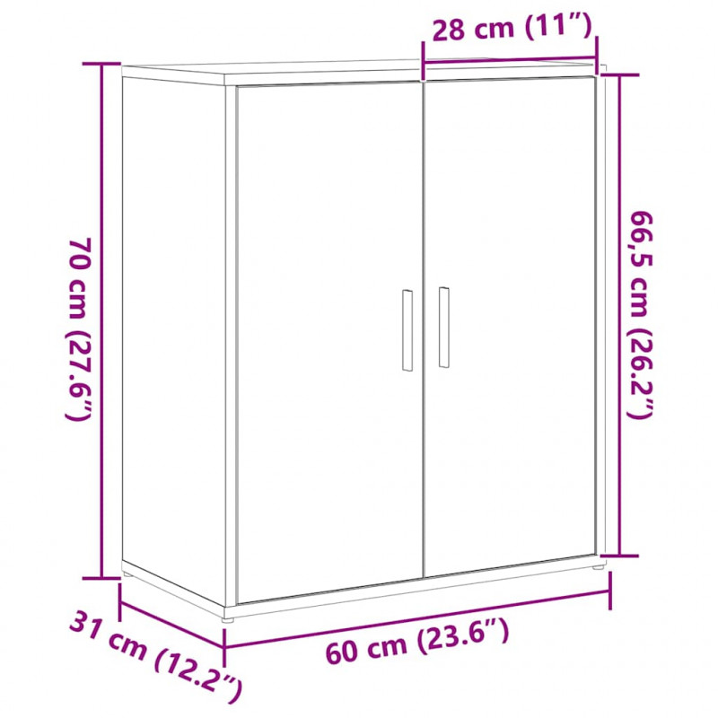 Bufet 2 pcs Czarny Dąb 60 x 31 x 70 cm Materiał drewnopochodny