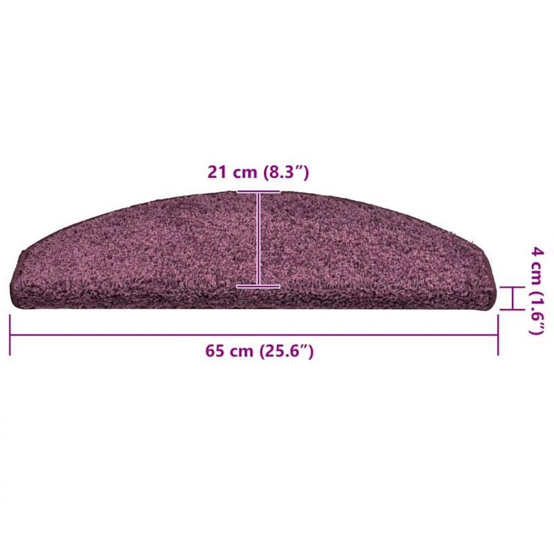 Maty na schody 30 szt. 65x21x4 cm Ciemnofioletowe, półokrągłe, duże