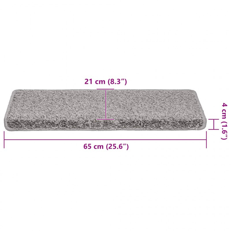 Maty na schody 30 szt. 65x21x4 cm Szare, prostokątne krawędzie