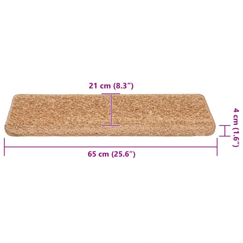 Maty na schody 30 szt. 65x21x4 cm Beżowe, prostokątne krawędzie