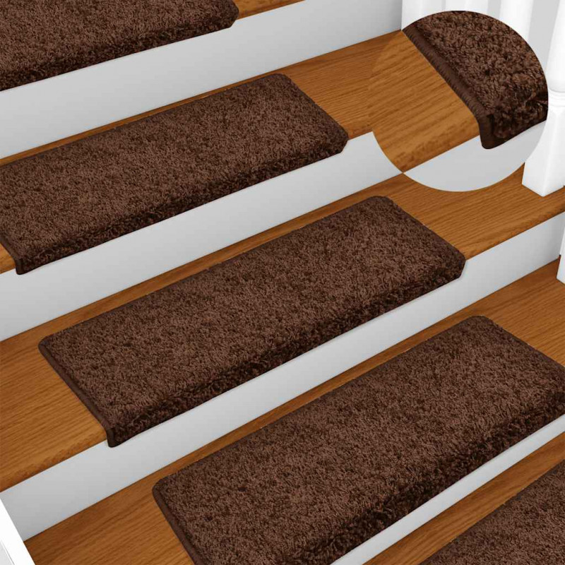 Maty na schody 30 szt. 65x21x4 cm Brązowe prostokątne krawędzie