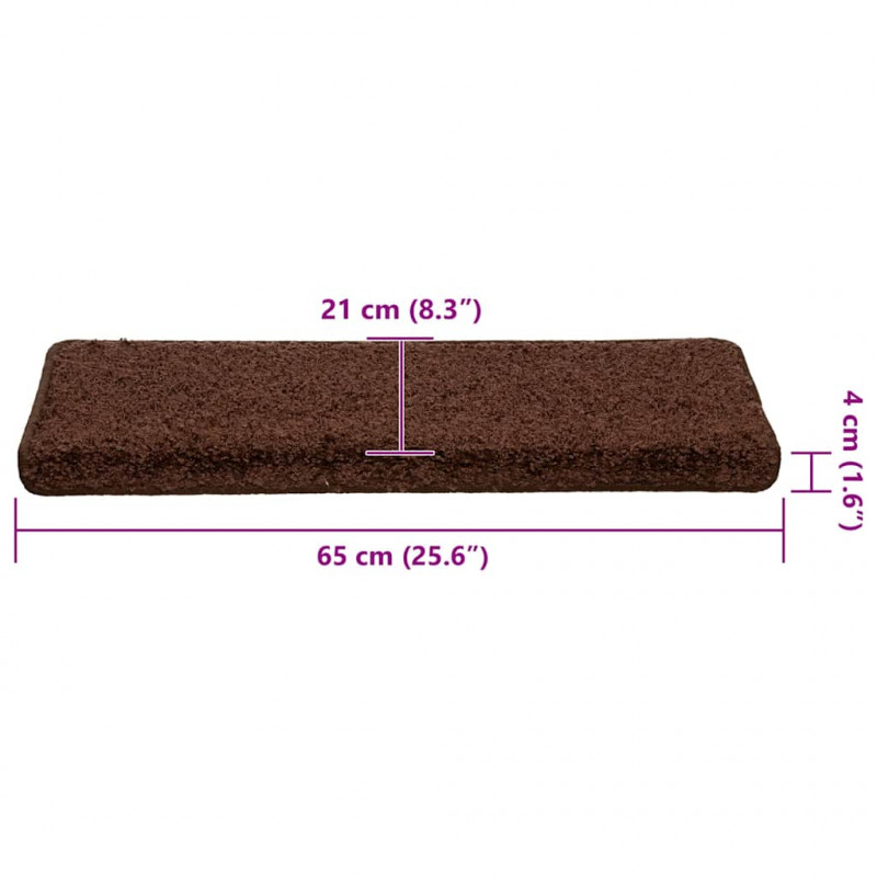 Maty na schody 30 szt. 65x21x4 cm Brązowe prostokątne krawędzie