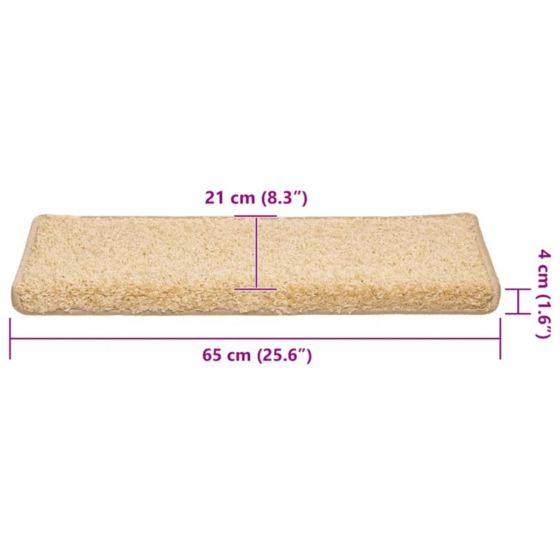 Maty na schody 30 szt. 65x21x4 cm kremowe, prostokątne krawędzie
