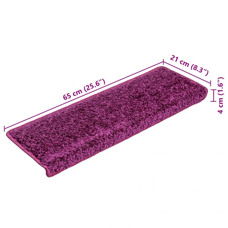 Maty na schody 30 szt. 65x21x4 cm Fioletowe prostokątne krawędzie